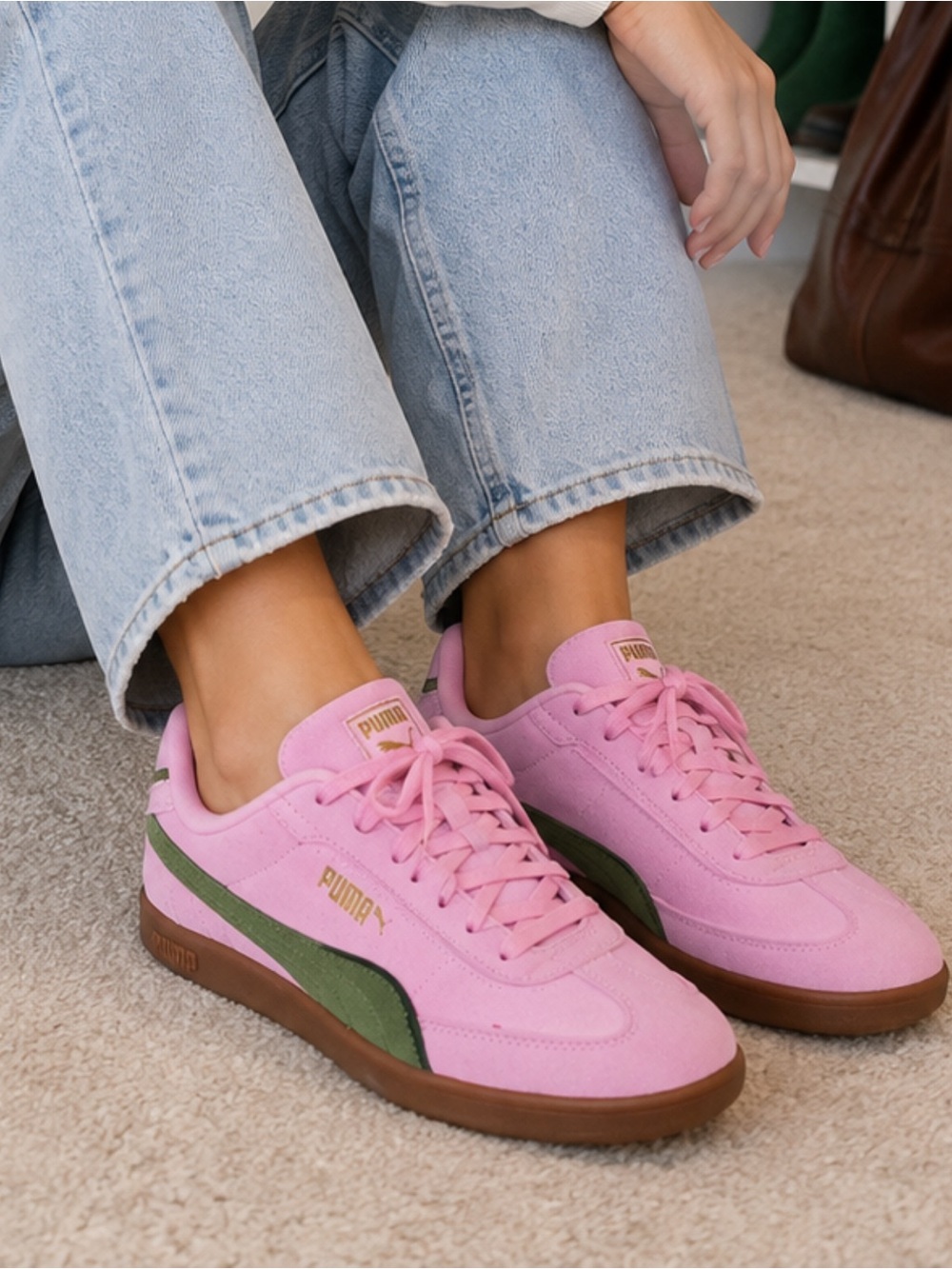 Puma Pink and Olive Green Low-Top Sneakers NWT Size 8 ladies